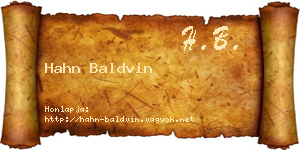Hahn Baldvin névjegykártya